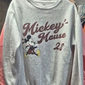 DISNEY MICKEY VINTAGE '28 GRAPHIC HEATHER GRAY CREWNECK. SMALL.